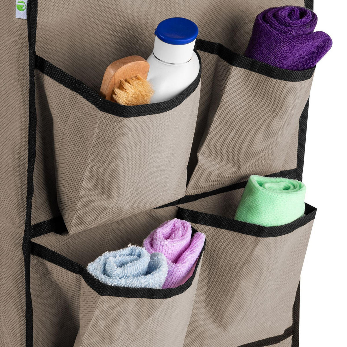 SCHUHREGAL mit Seitentaschen 160 x 58 cm hellbraun - Hellbraun, Textil (58/160/28cm) - Juskys
