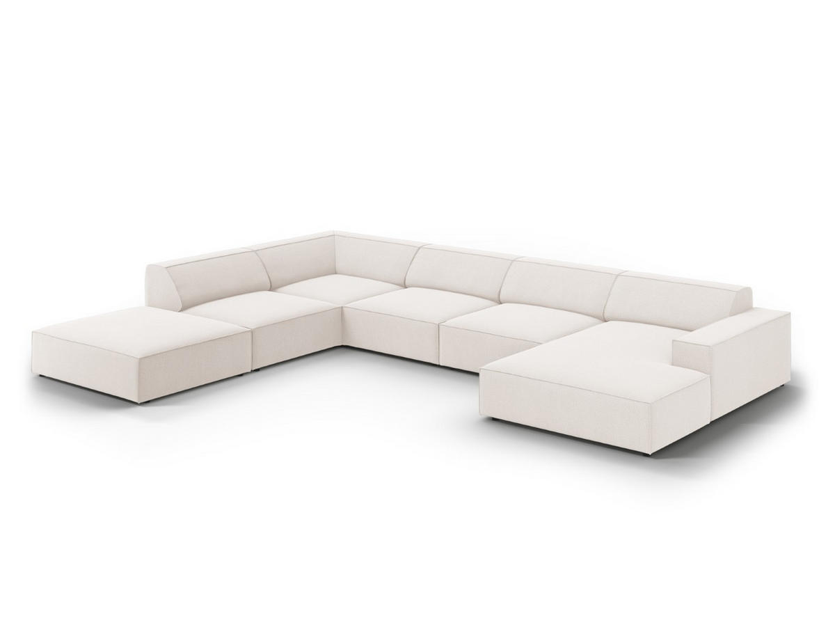 PANORAMASOFA links Jodie aus strukturiertem Stoff leichtes beige 7 Sitzplätze - Beige, Textil (262/70/364cm) - Micadoni
