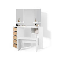 ECKSCHMINKTISCH Enna Weiß/Sonoma 110 cm mit Bank - Weiß/Sonoma Eiche, Holzwerkstoff (110/141.5/54cm) - Livinity®