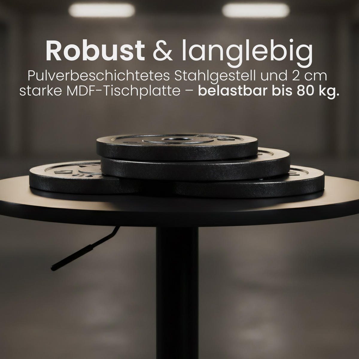 STEHTISCH rund 52 cm Holz Schwarz/Schwarz - Schwarz, Holz/Metall (52/52/70cm) - CLP