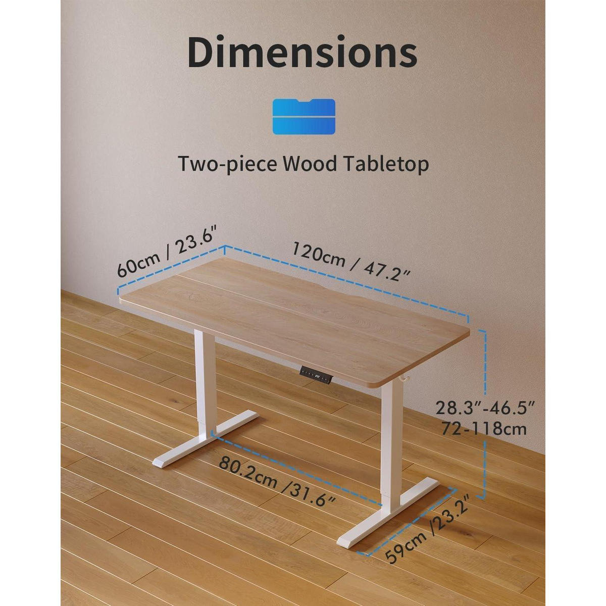 STEH-SITZ Tisch Eiche 120 x 60 cm - Braun, Holzwerkstoff (60/120/72cm)
