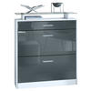 SCHUHSCHRANK Loret Front in Grau Hochglanz - Grau, Holzwerkstoff (89/104/23cm) - Vladon