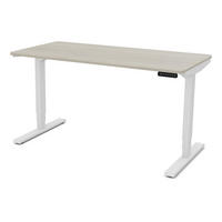SCHREIBTISCH Elektrisch höhenverstellbarer Schreibtisch Y-Line Curved Eiche Polar Signalweiß 140/70/62-127cm - Eiche Bianco/Weiß, Holzwerkstoff/Metall (70/140/127cm) - ASSMANN
