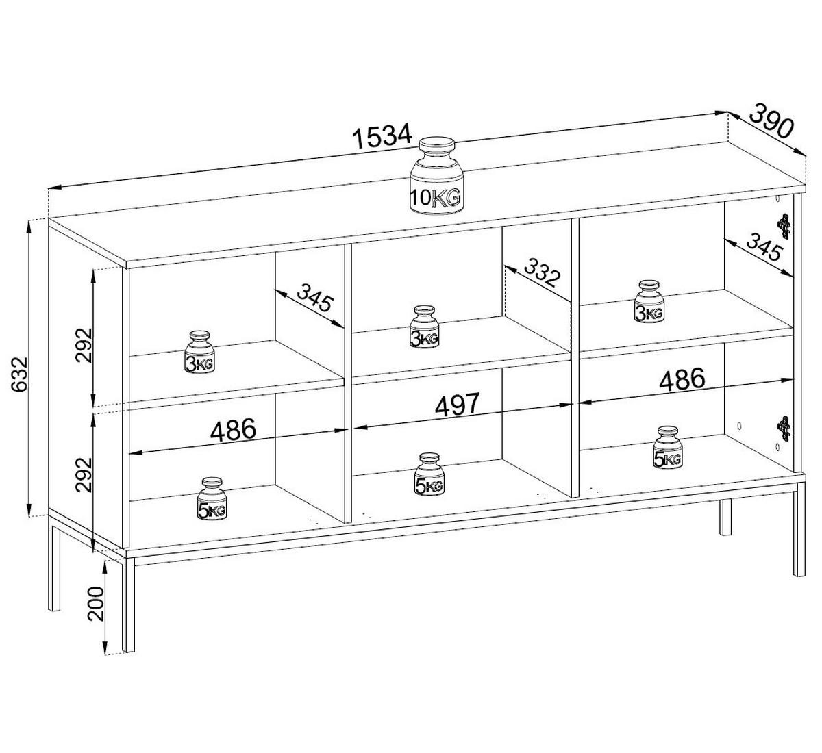 KOMMODE Sento schwarz / Wotan Eiche 154 / 39 / 83cm - Eiche Wotan/Schwarz, Holz/Holzwerkstoff (154/83/39cm) - Feldmann-Wohnen