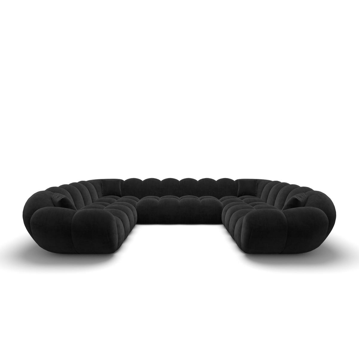 WOHNLANDSCHAFT Liva Schwarz Samtstoff U-Form XXL Panorama - Schwarz, Textil (316/70/258cm) - VAROYAL