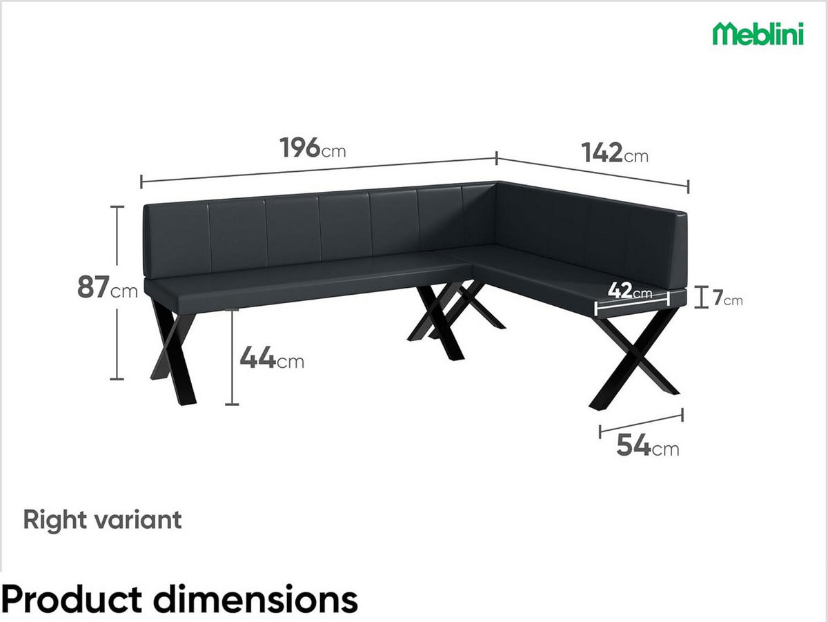 ECKBANK PETER_X - Dunkelgrau, Leder (142/196cm) - Meblini