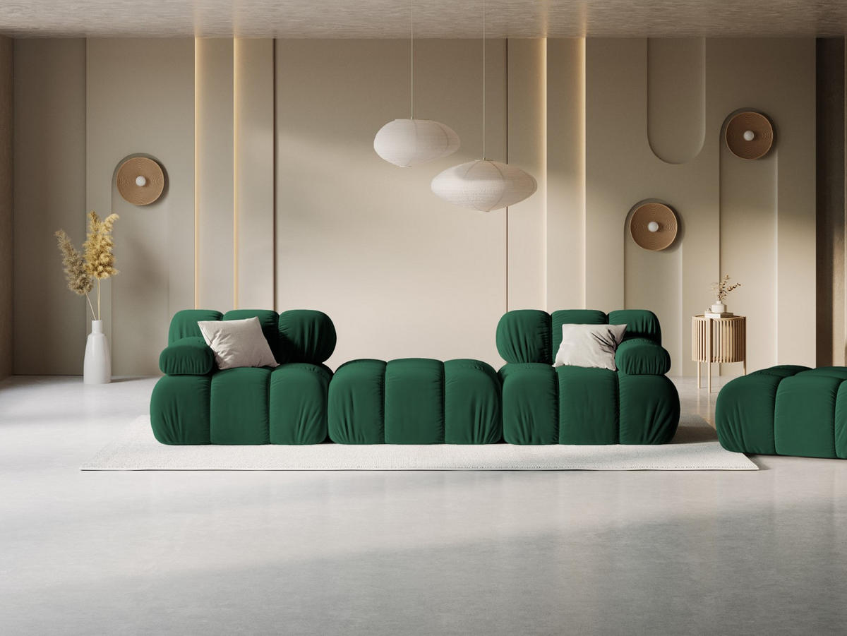 MODULARES-SOFA Bellis aus Samt flaschengrün 3 Sitzplätze - Grün, Textil (188/63/188cm) - Micadoni