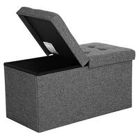 SITZBOX mit Deckel, von zwei Seiten faltbar - L76 cm - Grau, Holzwerkstoff (38/38/76cm) - Calicosy