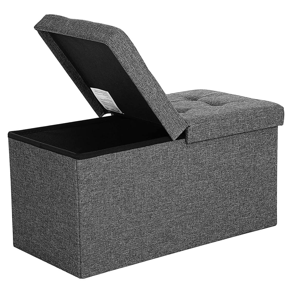 SITZBOX mit Deckel, von zwei Seiten faltbar - L76 cm - Grau, Holzwerkstoff (38/38/76cm) - Calicosy