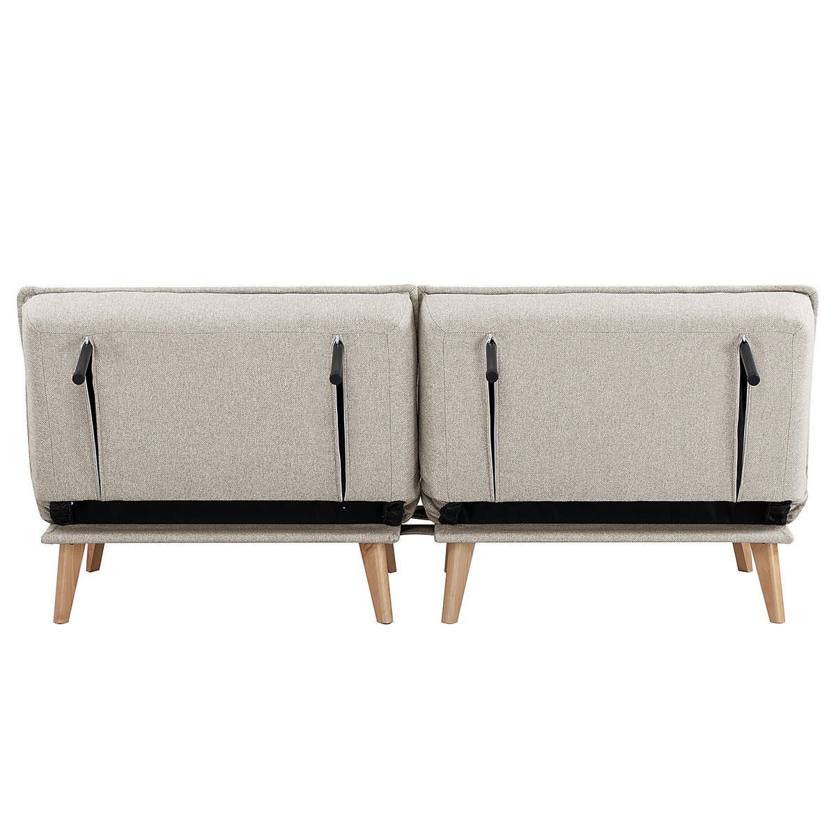SCHLAFSOFA - Textil / Kiefer teilmassiv - Eichefarben/Hellgrau, Holz/Birkenholz (198/84/83cm) - home24