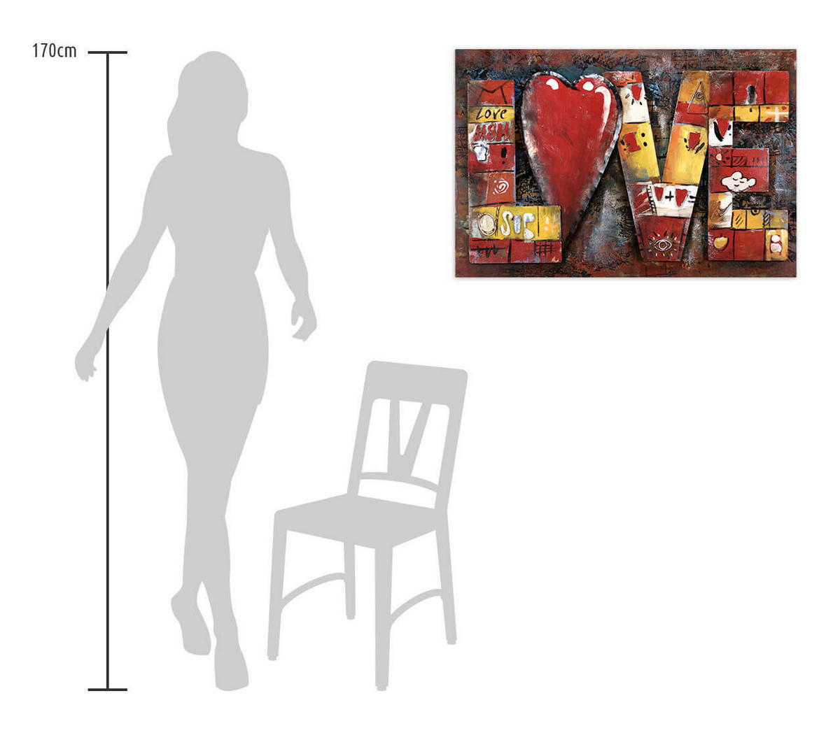 METALLBILD Rot 90/60 cm - Rot, Metall (4.5/60cm) - KUNSTLOFT