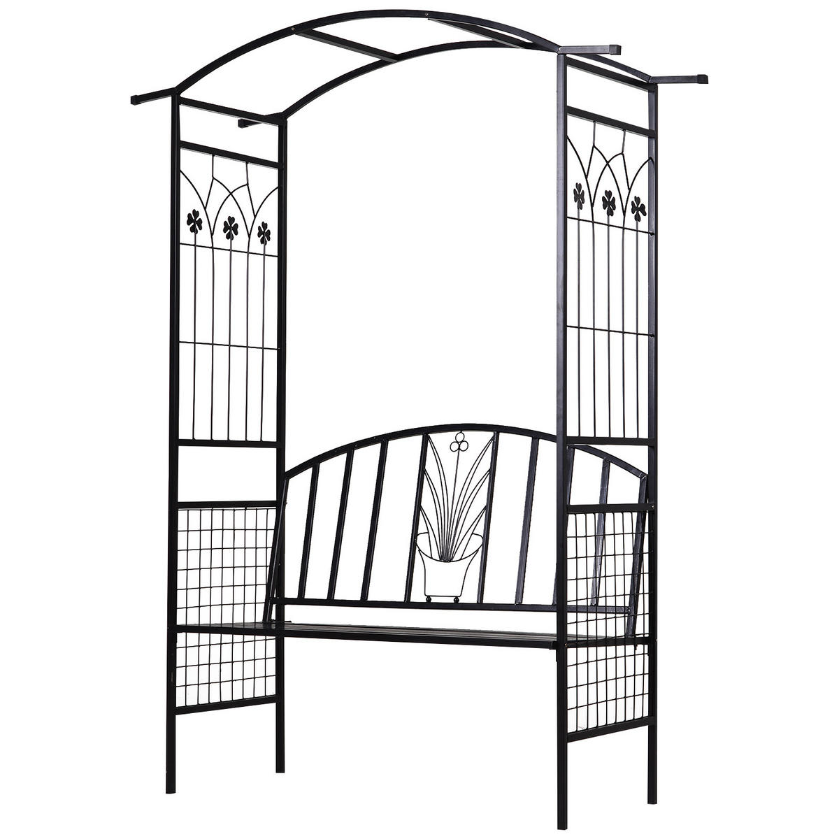 ROSENBOGEN DE-08312 Rankgitter & Torbogen Schwarz - Schwarz, Metall (60/205/154cm) - ComfortXL