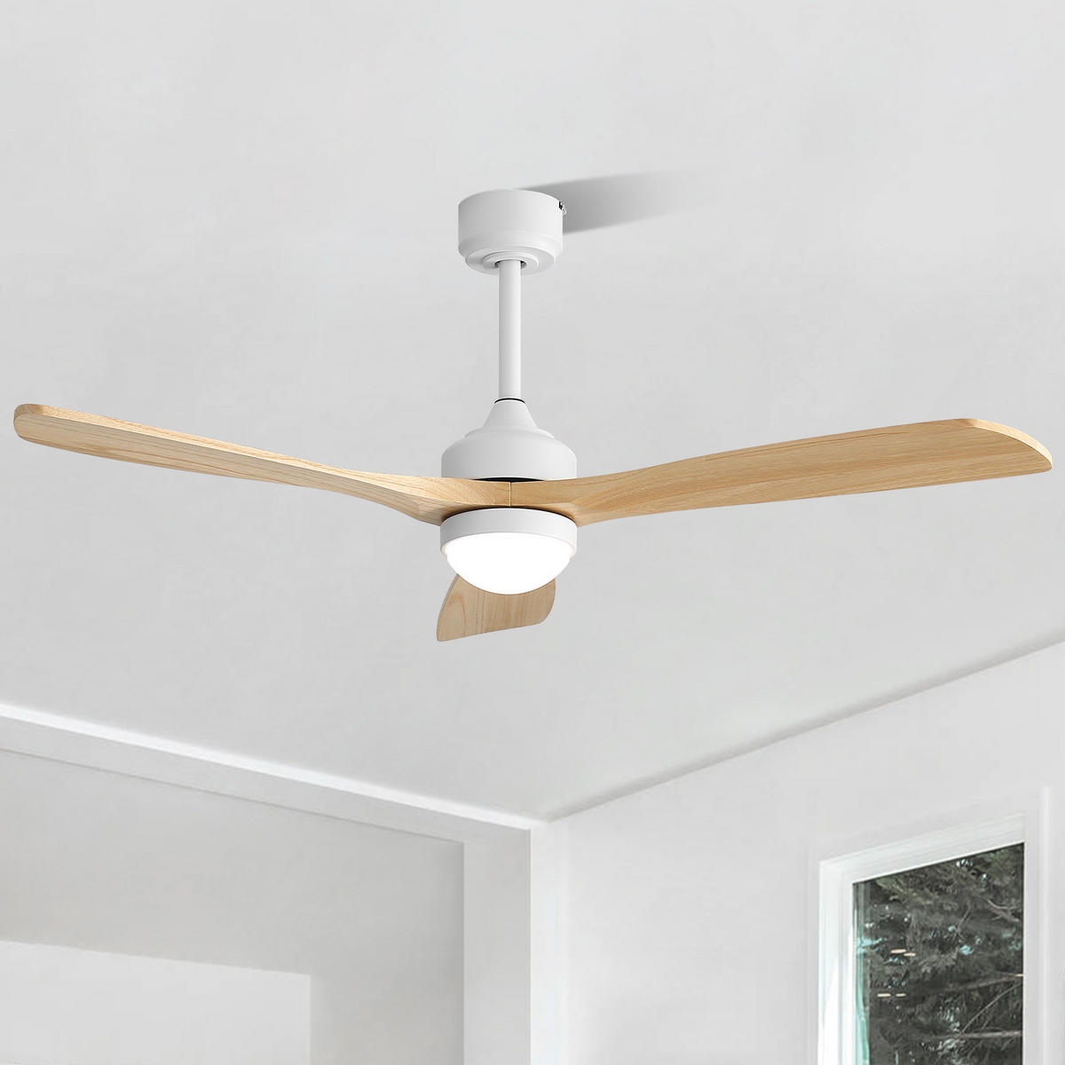 DECKENVENTILATOR 52Zoll LED Licht 3 Farbtemperaturen DC Motor Timer - Weiß, Kunststoff (132.08/132.08/28.8cm) - CASIVA