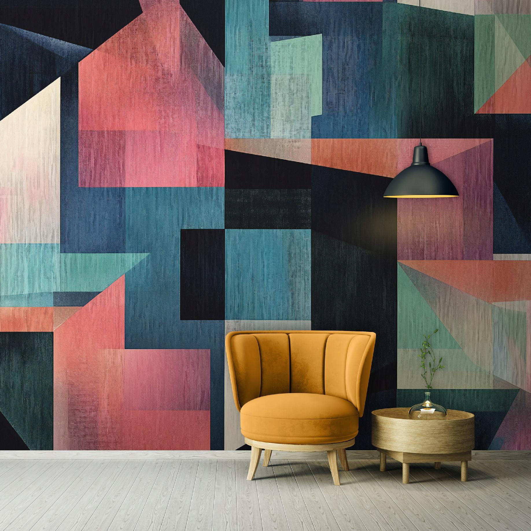 FOTOTAPETE Abstrakt Geomatisch Bunt Wohnzimmer Schlafzimmer 400x280 - Multicolor, Papier (400/280cm) - Wallarena
