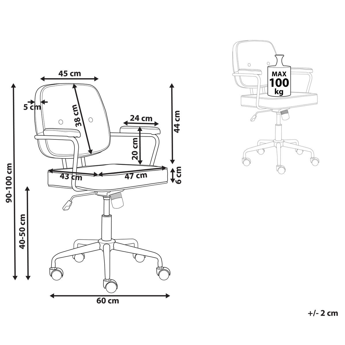 BÜROSTUHL Kunstleder Orange Pawnee - Orange, Textil/Metall (60/90/43cm) - Beliani