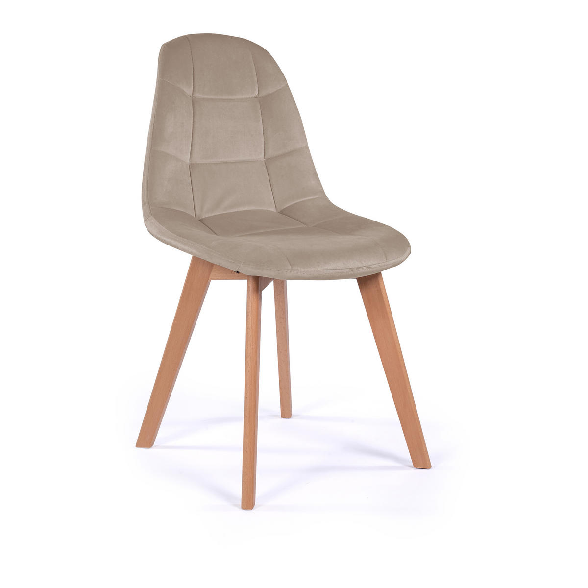 STUHL VEGAS im skandinavischen Stil - dunkelbeige - Samt Velours - Beige/Naturfarben, Holz/Kunststoff (47/86/42cm) - NEW HOME