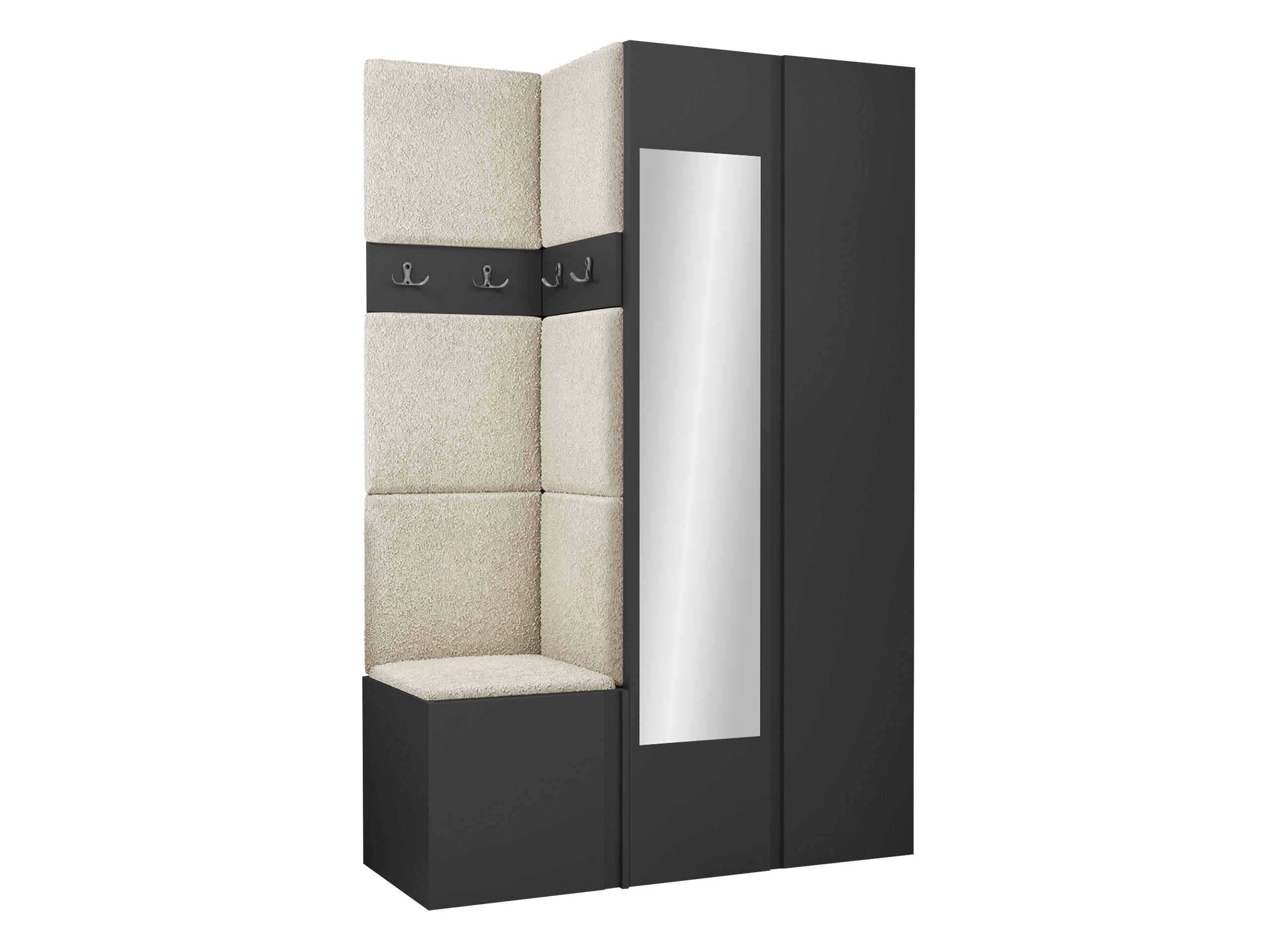 GARDEROBEN-SET Orion XXVI - Creme/Graphitfarben, Holzwerkstoff/Kunststoff (116/186/46cm) - MIRJAN24