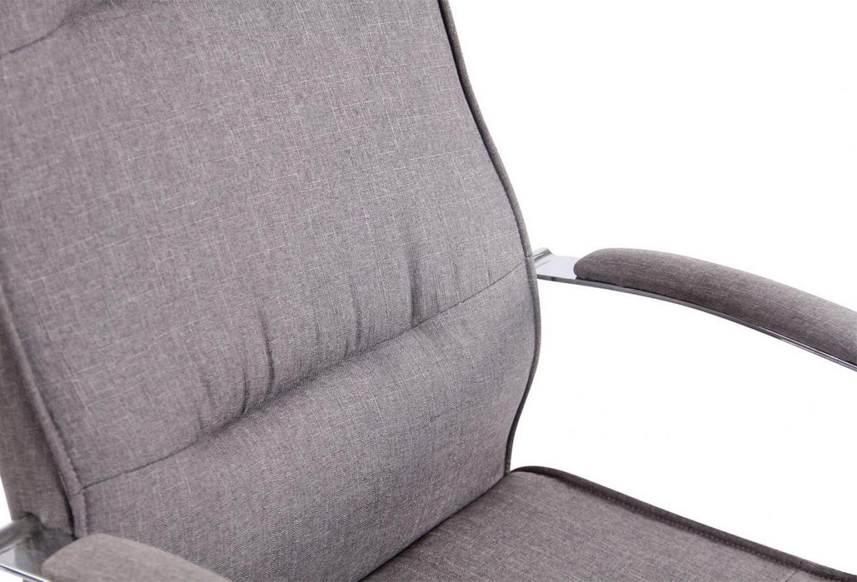CHEFSESSEL Stoff grau - Chromfarben/Grau, Textil/Metall (63/114/72cm) - CLP
