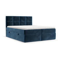 BOXBETT Oris 140/200 cm Dunkelblau im Kronos Stoff - Schwarz/Dunkelblau, Holz/Holzwerkstoff (140/200cm) - AltaBeds
