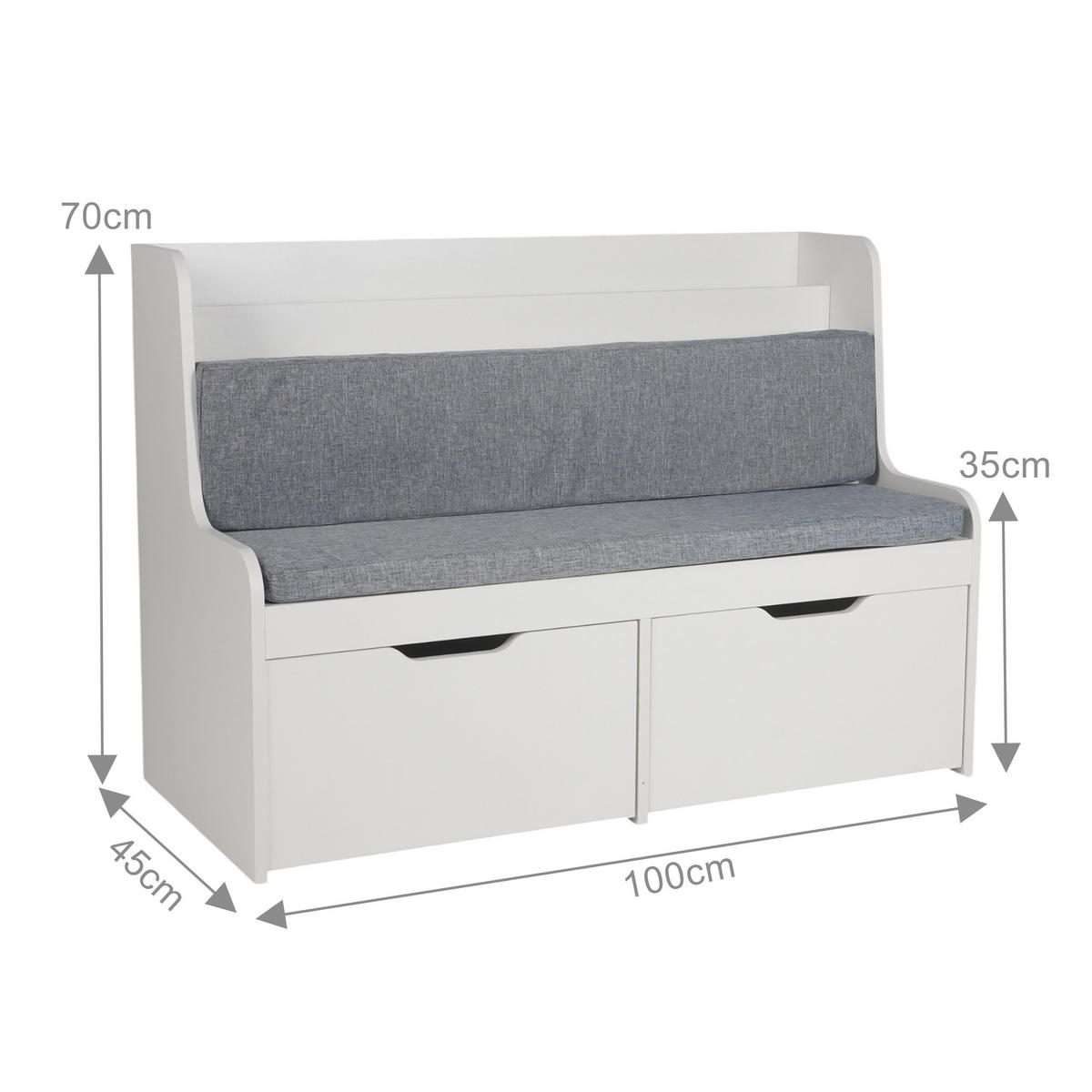 KINDERBANK - Multicolor, Holzwerkstoff/Textil (100/70/45cm) - Relaxdays