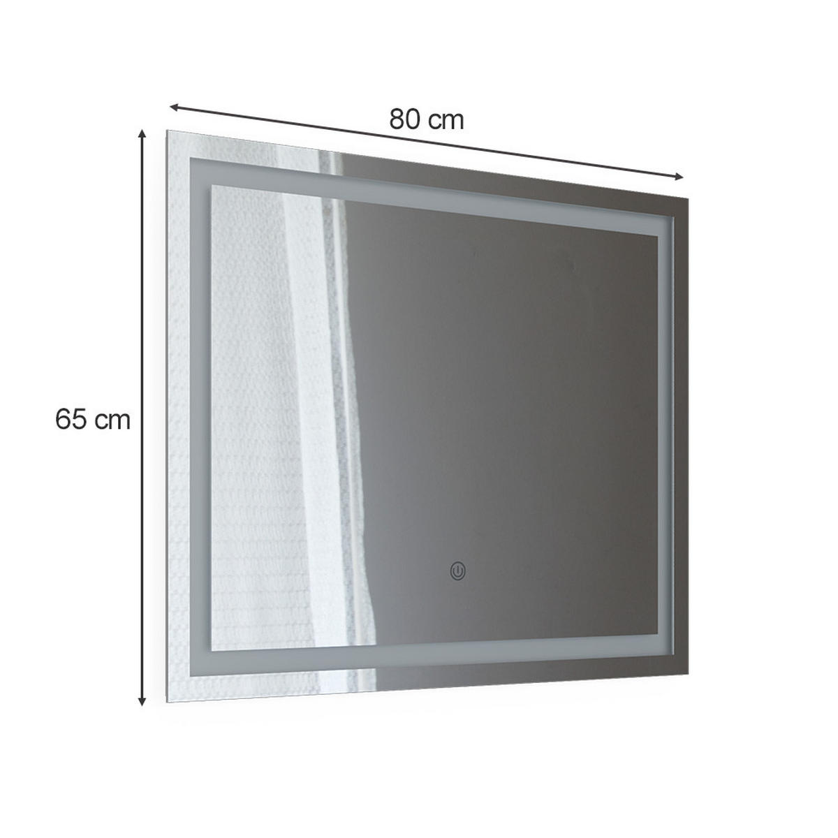 BADEZIMMERSPIEGEL Viola Weiß 80 x 65 cm mit LED-Beleuchtung - Weiß, Glas (3/65/80cm) - Vicco