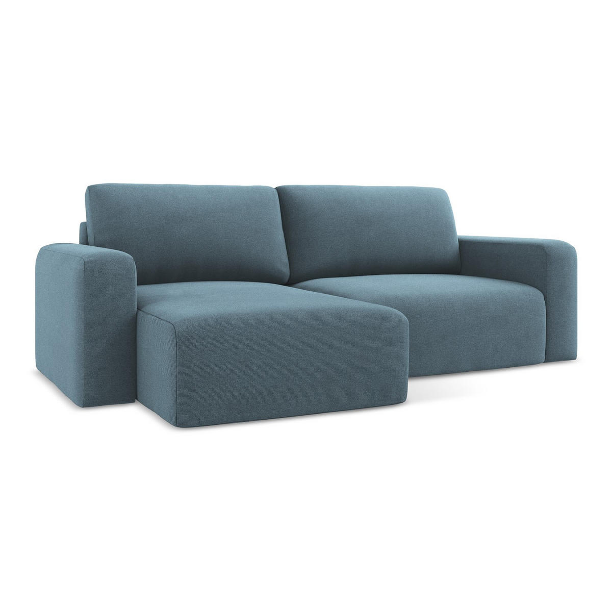 ECKSOFA mit Schlaffunktion links Strukturstoff Stoff Blau - Blau/Schwarz, Kunststoff/Textil (149/244cm) - LaMiaSofa