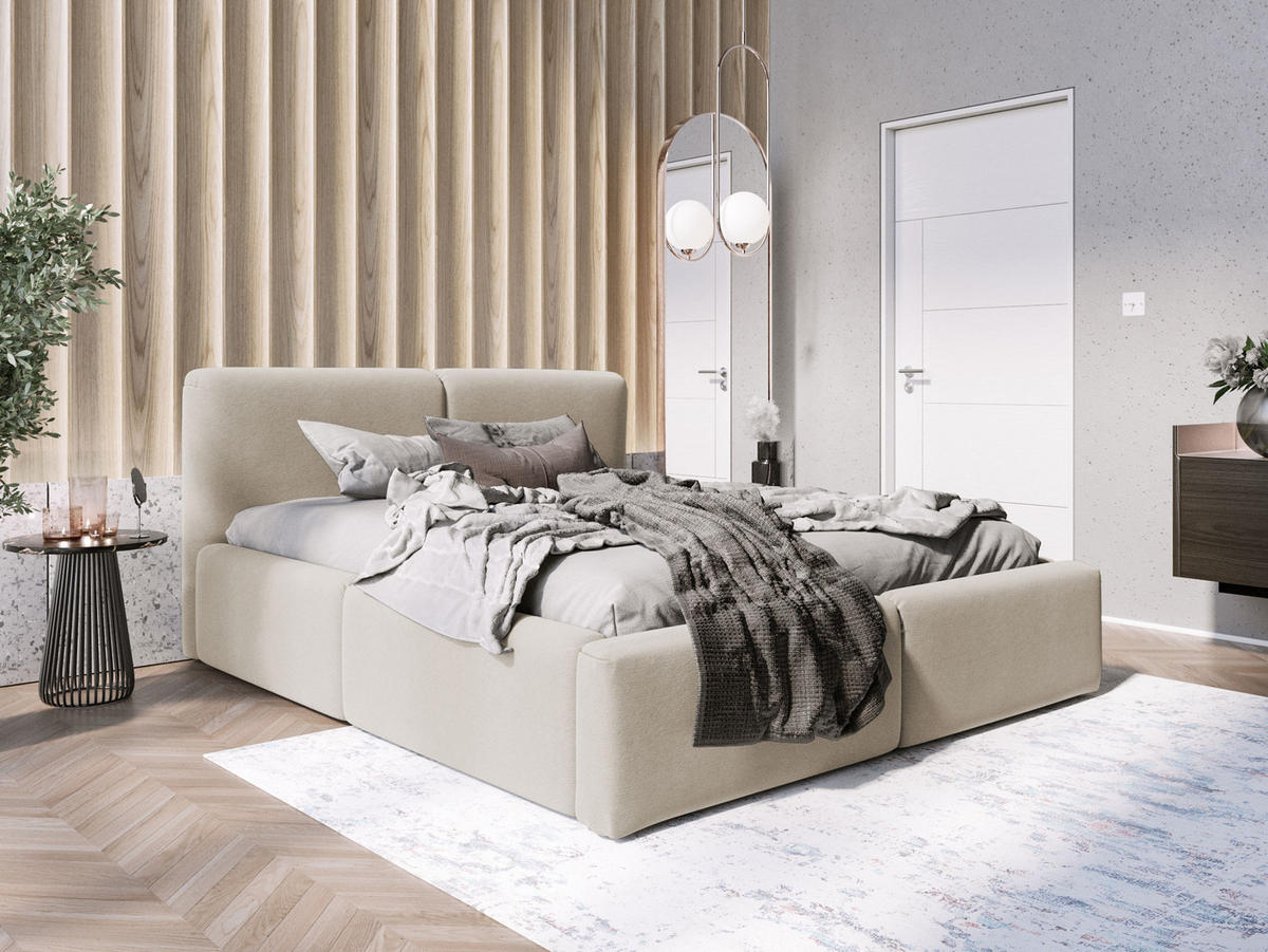 POLSTERBETT Rosmus Bettkasten 140x200 beige - Beige, Holz/Textil (140/200cm) - Fedve