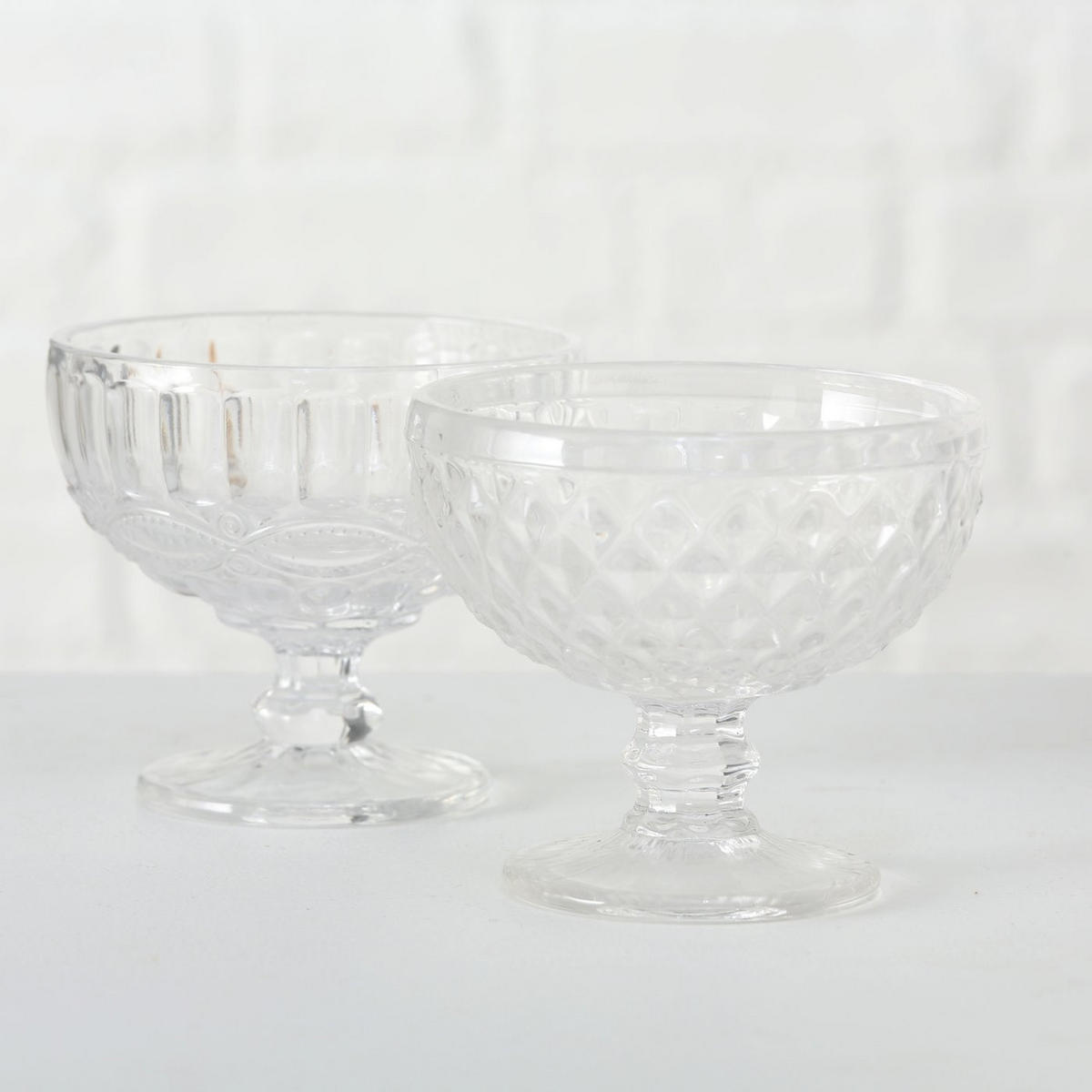 DESSERTBECHER aus Glas Muster 2 250 ml 12/12/10 cm - Transparent, Glas (12cm) - Boltze Home