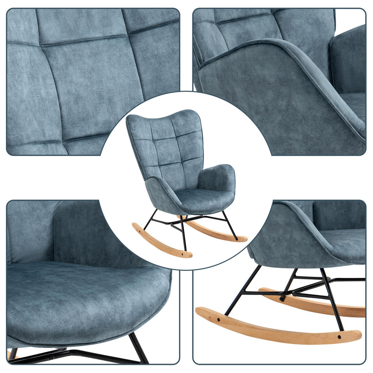 SCHAUKELSTUHL in Blau - Dunkelblau, Metall (65/97/84cm) - Meubles Cosy