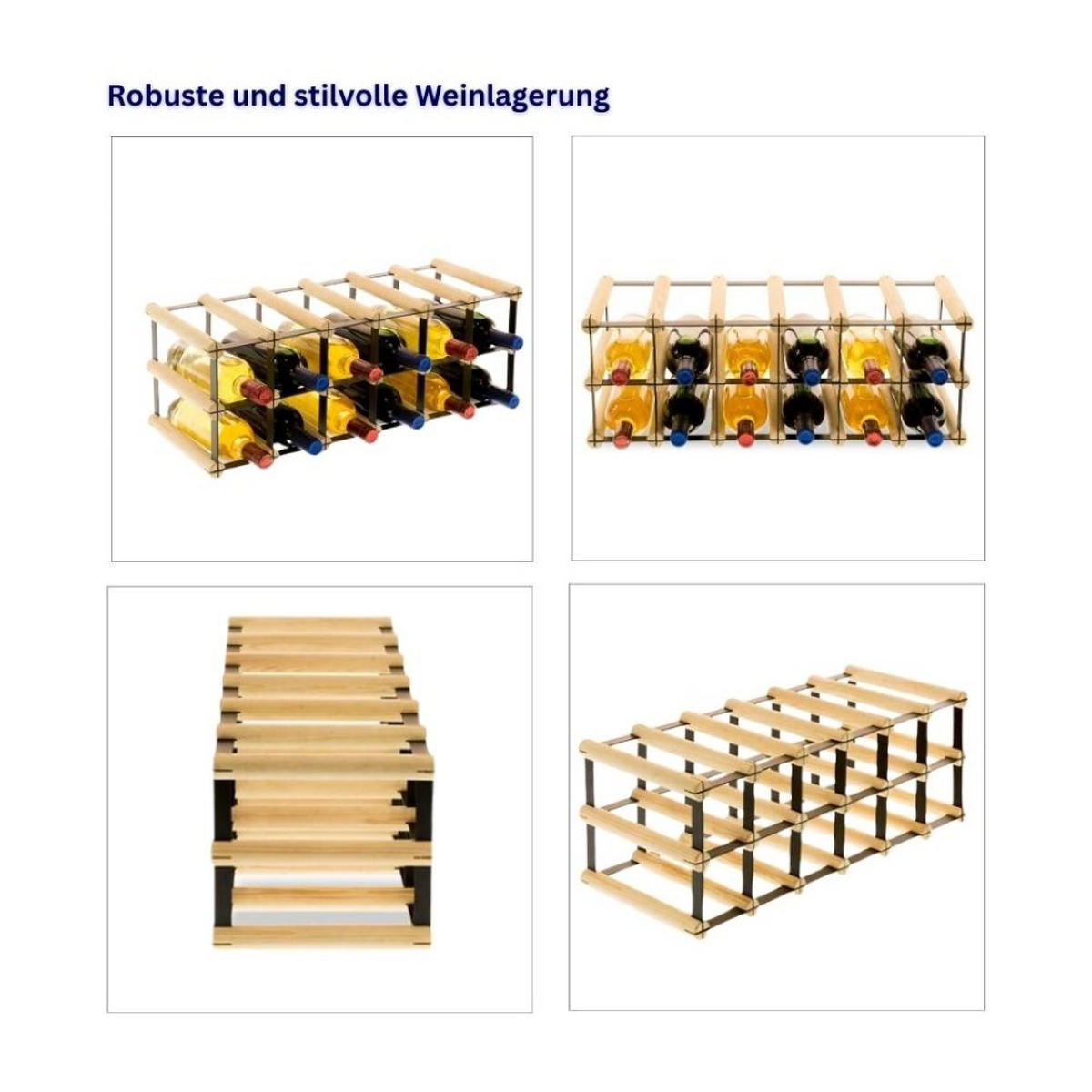 WEINREGAL Vinotega Mod Metal 22,5x62,5x24,5 cm 6x2 Flaschen Massives Kiefernholz Braun Geölt - Braun, Holz (62.5/22.5/24.5cm) - PROREGAL