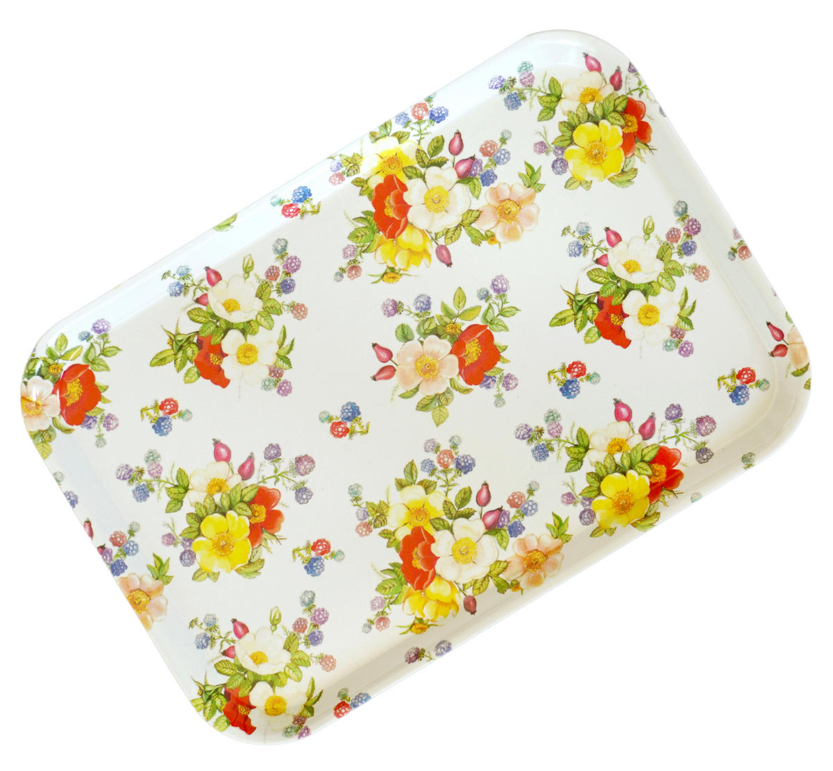 TABLETT Wildrosen, rechteckige Melamin Serviertablett 38x26 cm - Multicolor, Kunststoff (26/2/38cm) - Lashuma