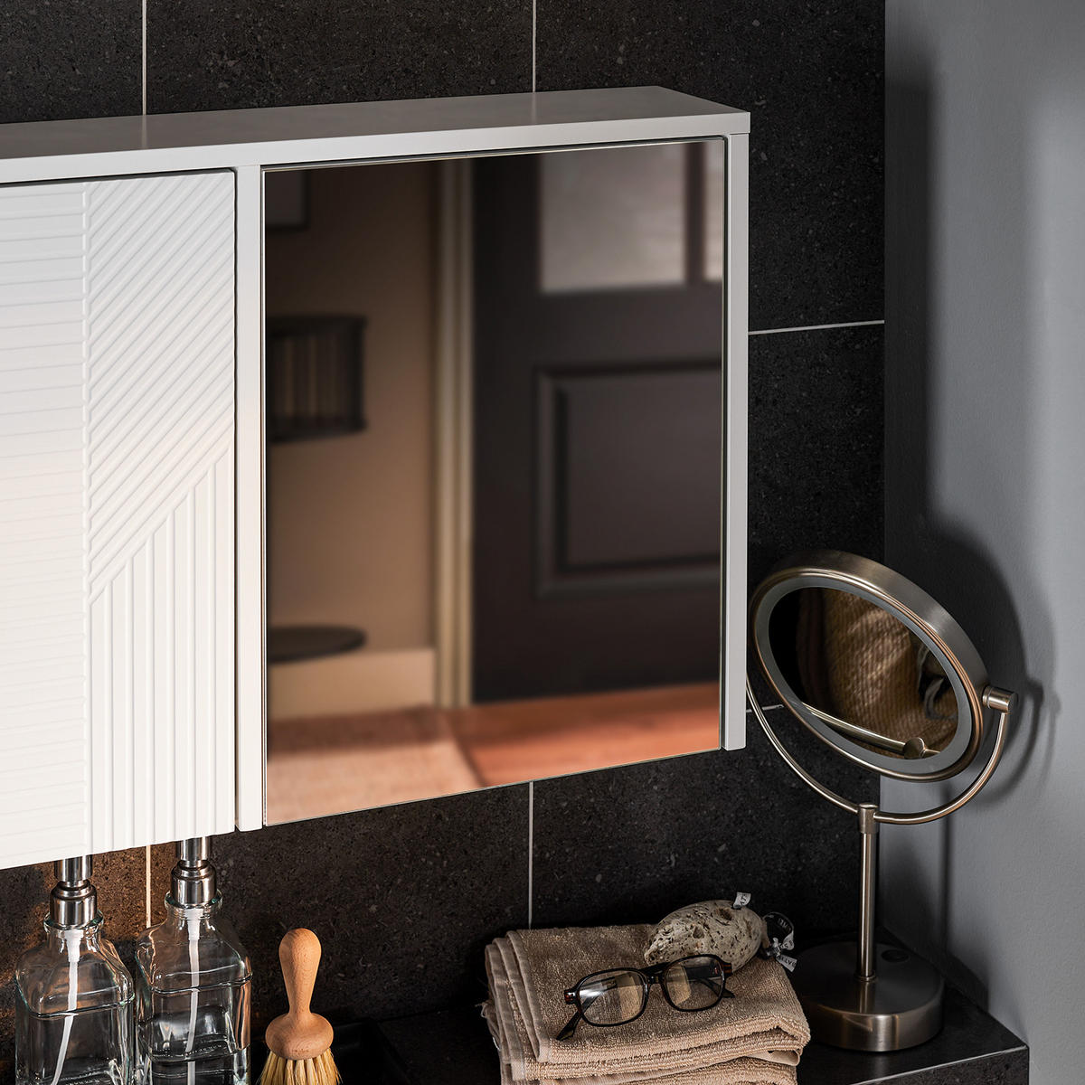 SPIEGELSCHRANK Weiß - Weiß, Glas/Holzwerkstoff (60/46/15cm) - SoBuy