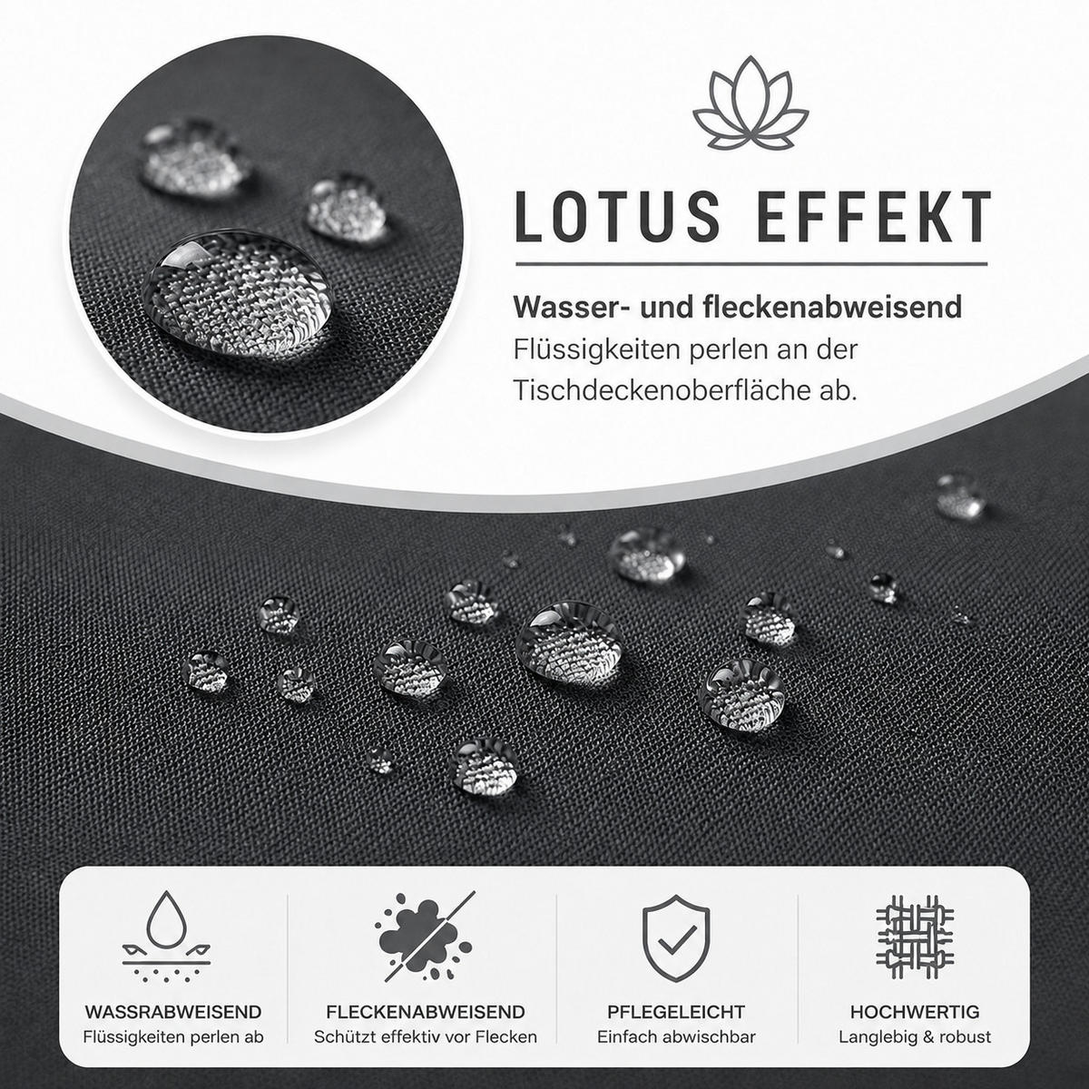 TISCHDECKE Leinenoptik 90/90 cm eckig anthrazit - Anthrazit, Kunststoff (90/90cm) - TiborTex
