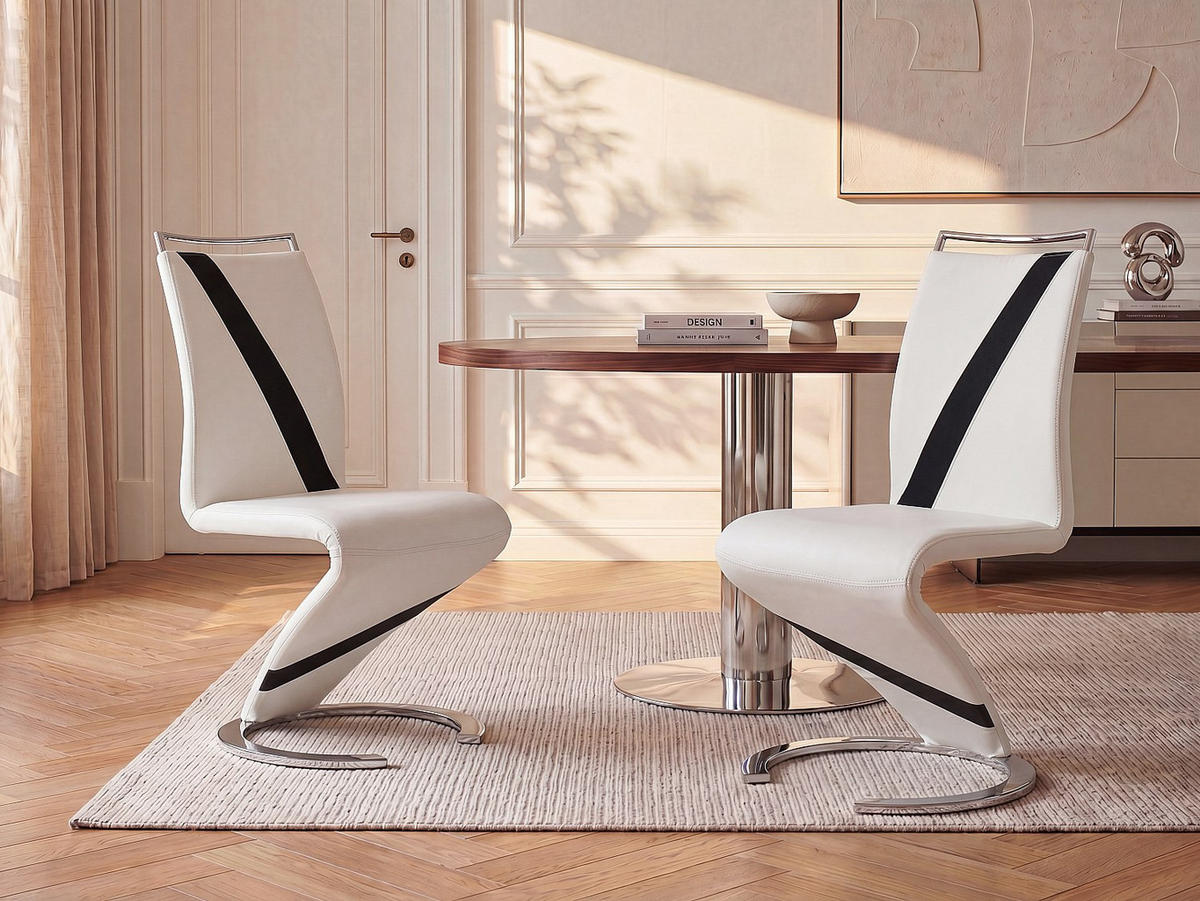 STUHL - 61 cm x 49 cm - Kunstleder - Weiß TWIZY - Weiß, Leder (61/100/49cm) - Vente-Unique