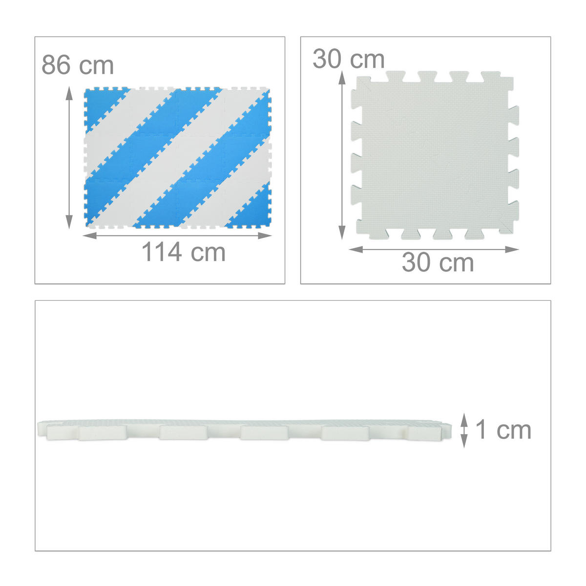 12-TLG.PUZZLEMATTE - Multicolor, Textil (30/30cm) - Relaxdays