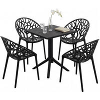 GARTENMÖBEL-SET Sofia 4 Stühle 180x180x80cm Kunststoff Schwarz Balkonset - Schwarz, Kunststoff - DELUKE