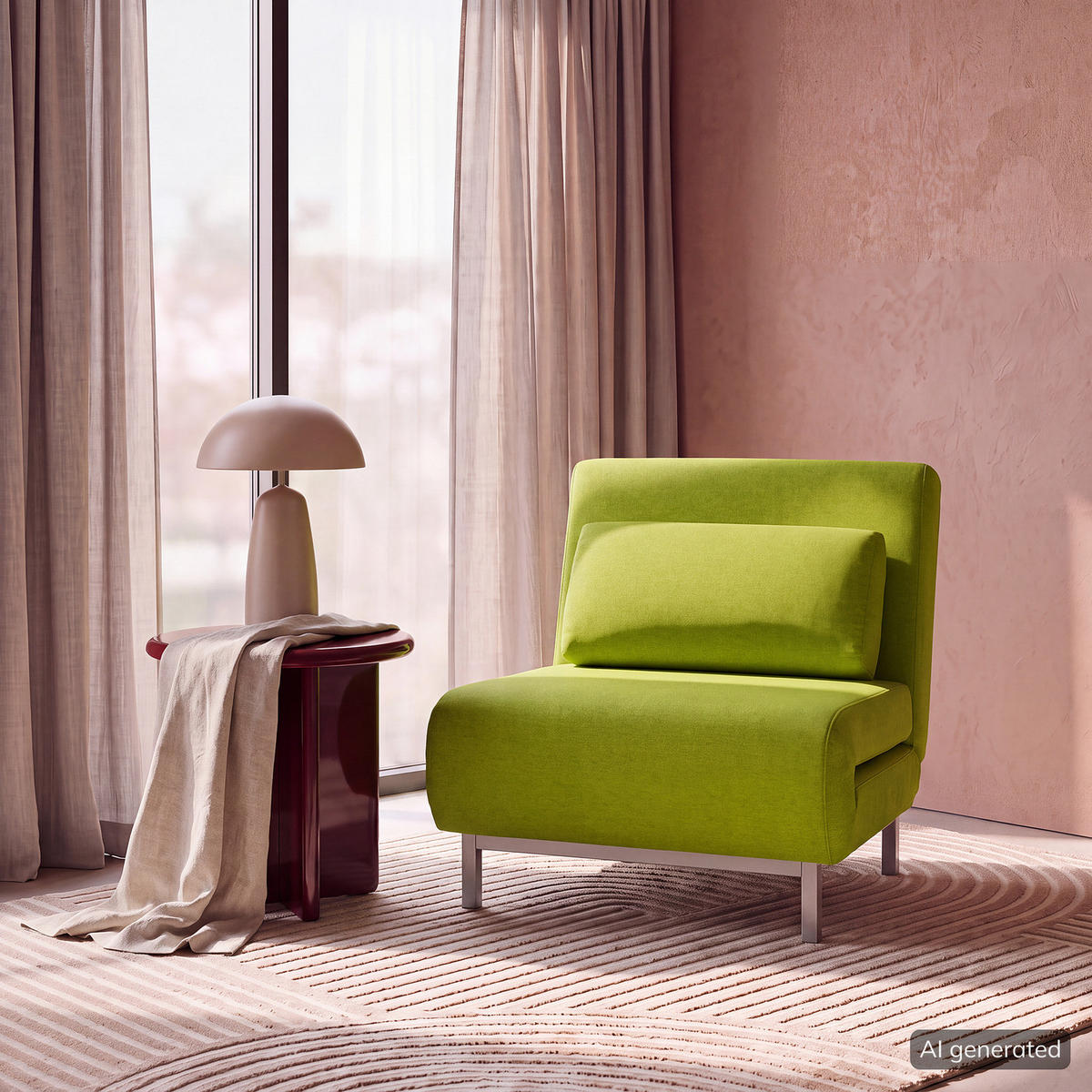 SCHLAFSESSEL - Silberfarben/Limette, Textil/Metall (92/78/85cm) - home24