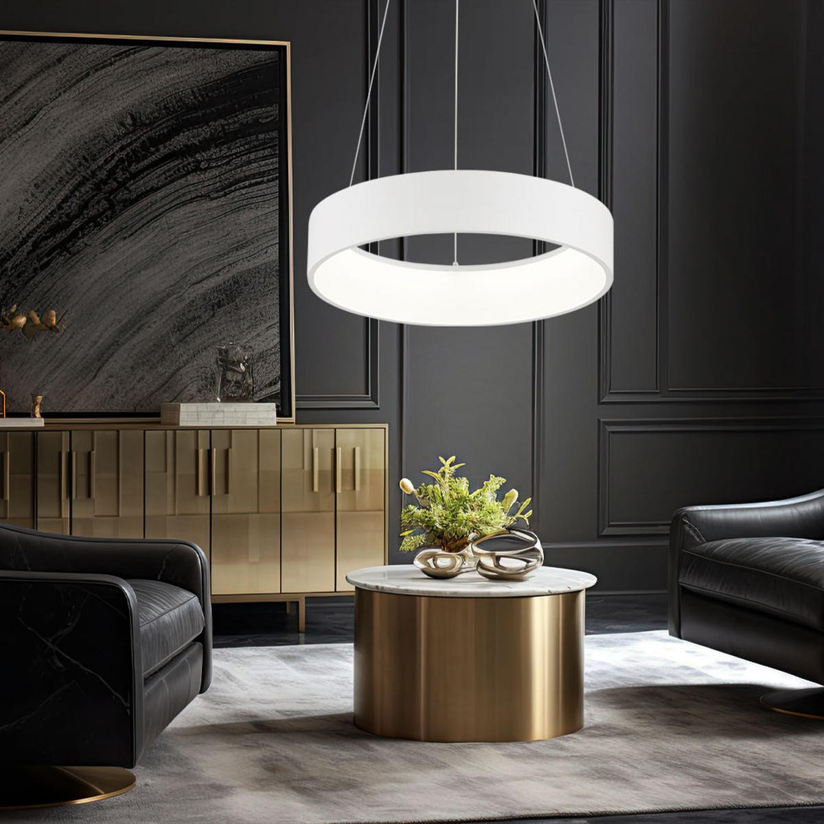 LED HÄNGELEUCHTE rund Weiß - Weiß, Metall (45/45/150cm) - Wofi