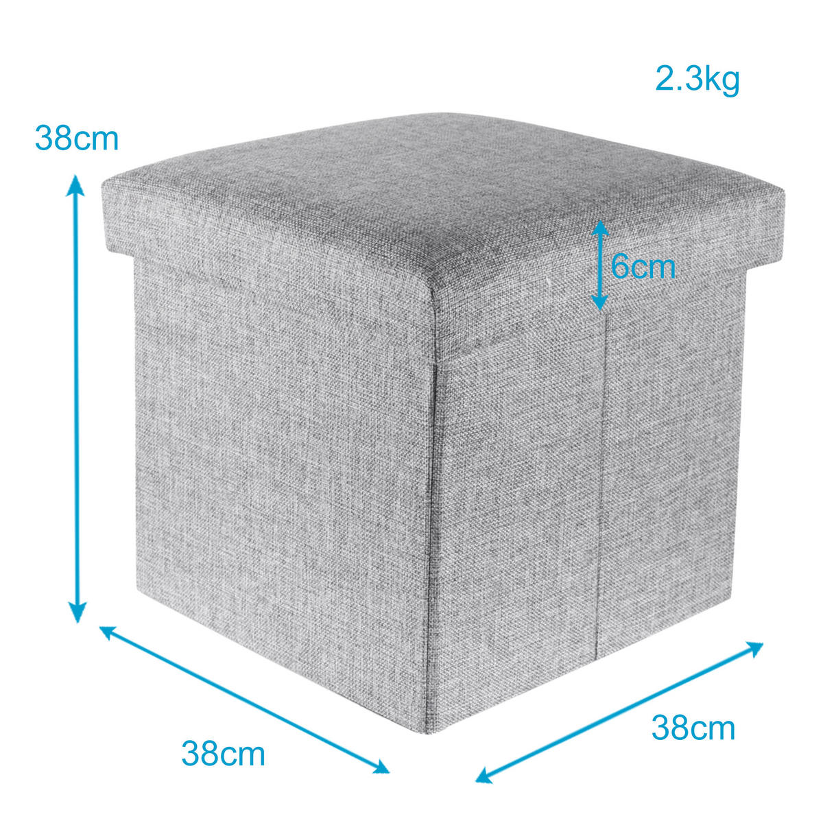 SITZBOX mit Stauraum 30/30/30 cm (Grau) - Grau, Textil (38/38/38cm) - Intirilife