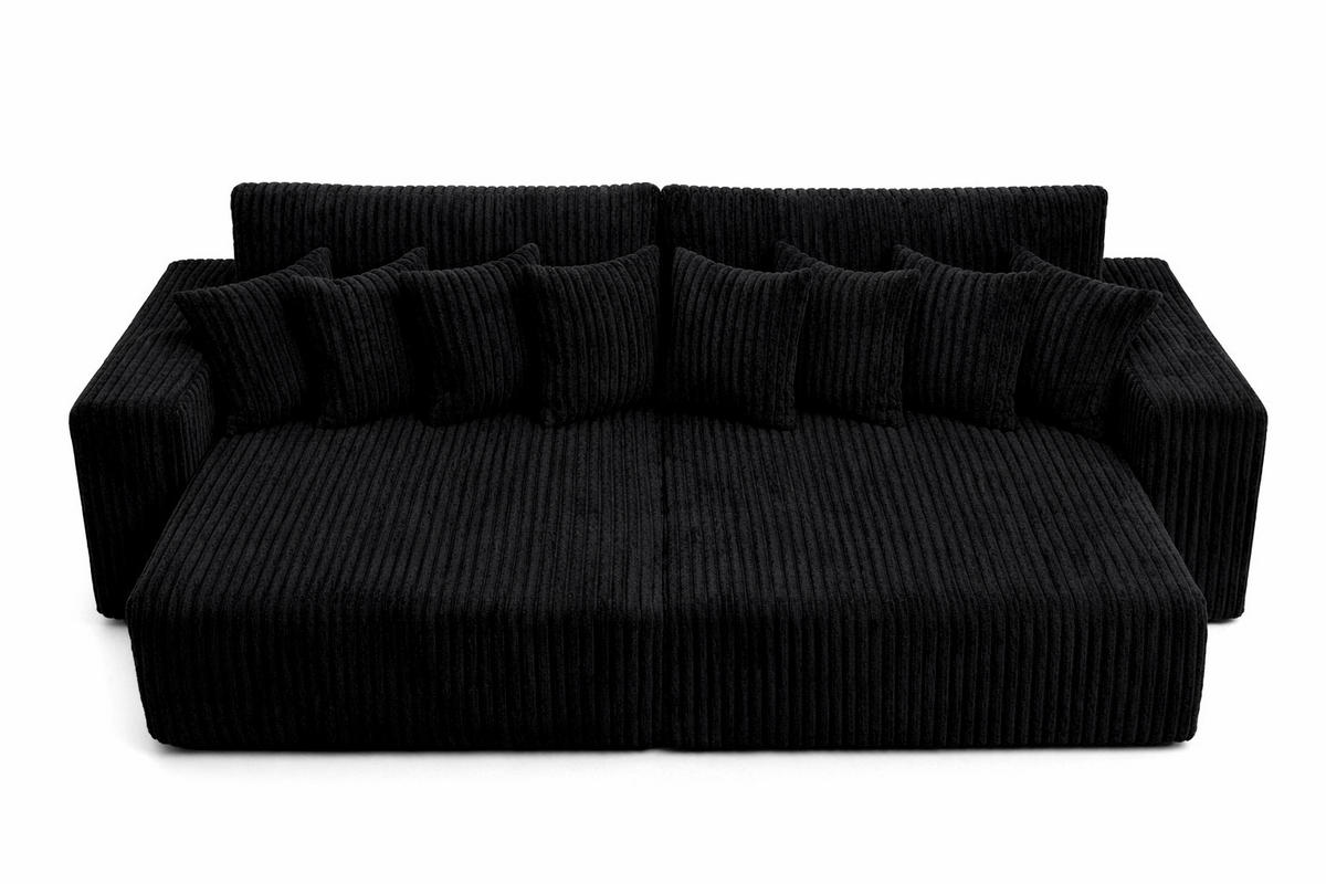 SCHLAFSOFA, Cordstoff Tilia, Schwarz, PIANO DOUBLE - Schwarz, Holz (246/83/145cm) - Kaiser Möbel
