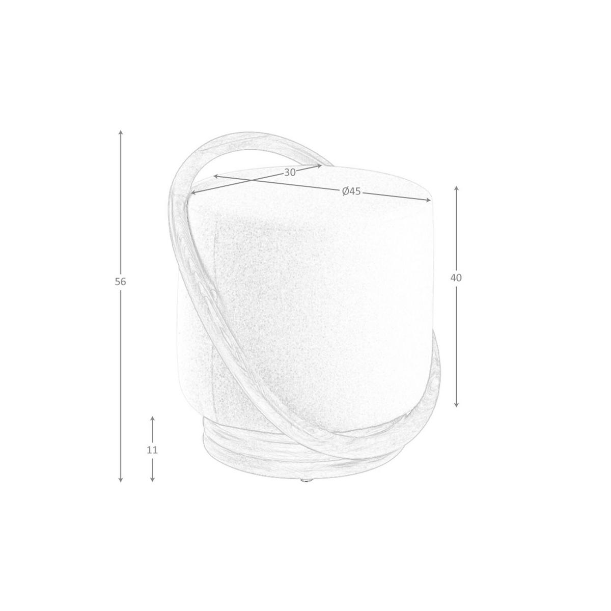 POUF Puff aus weißem Stoff 52/47/54 cm - Walnussfarben/Weiß, Textil (52/54/47cm) - ANGEL CERDA