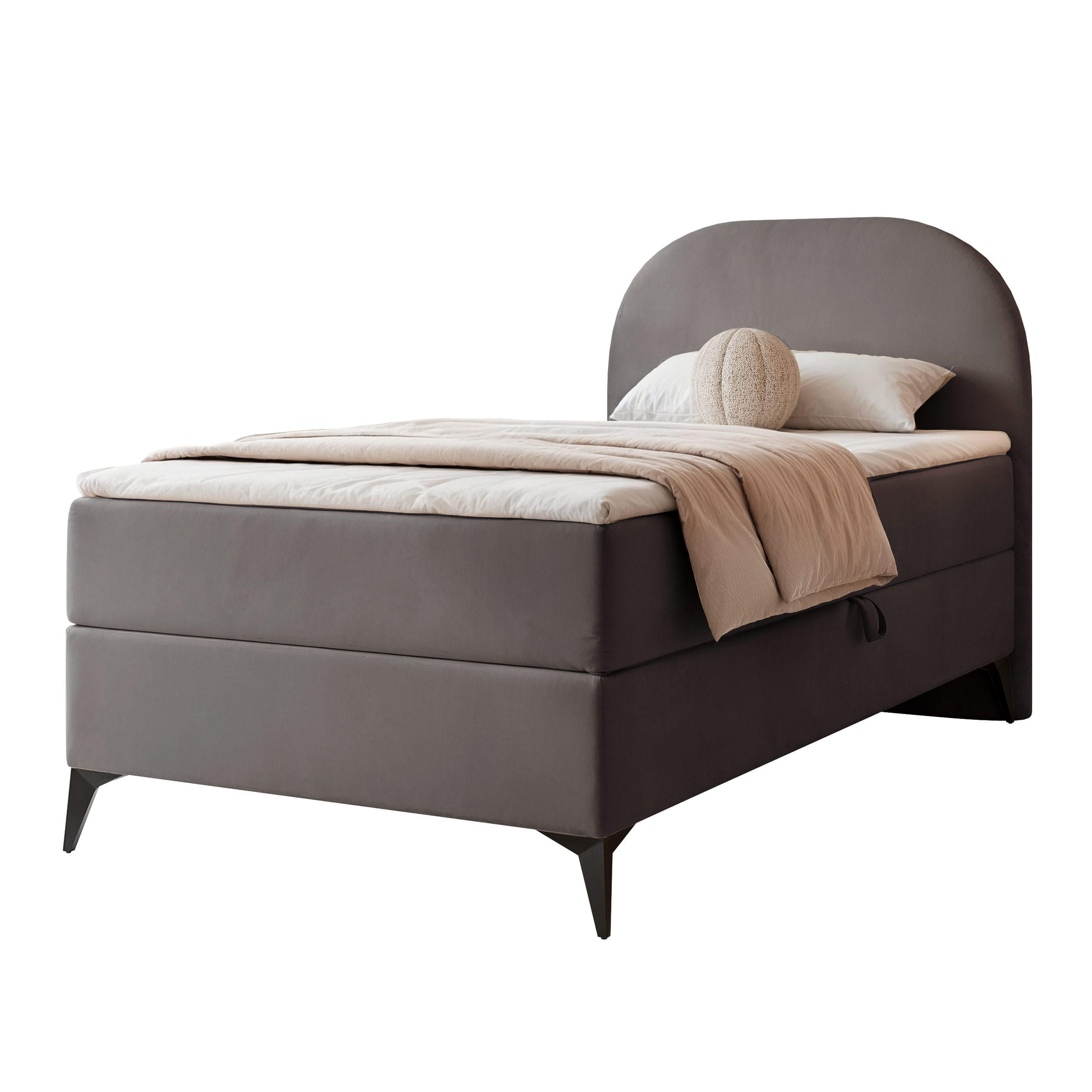 BOXBETT NOELIA 100/200 cm Öffnung rechts, mit Matratze, Dunkelgrau - Dunkelgrau, Holzwerkstoff/Textil (100/200cm) - Idohome