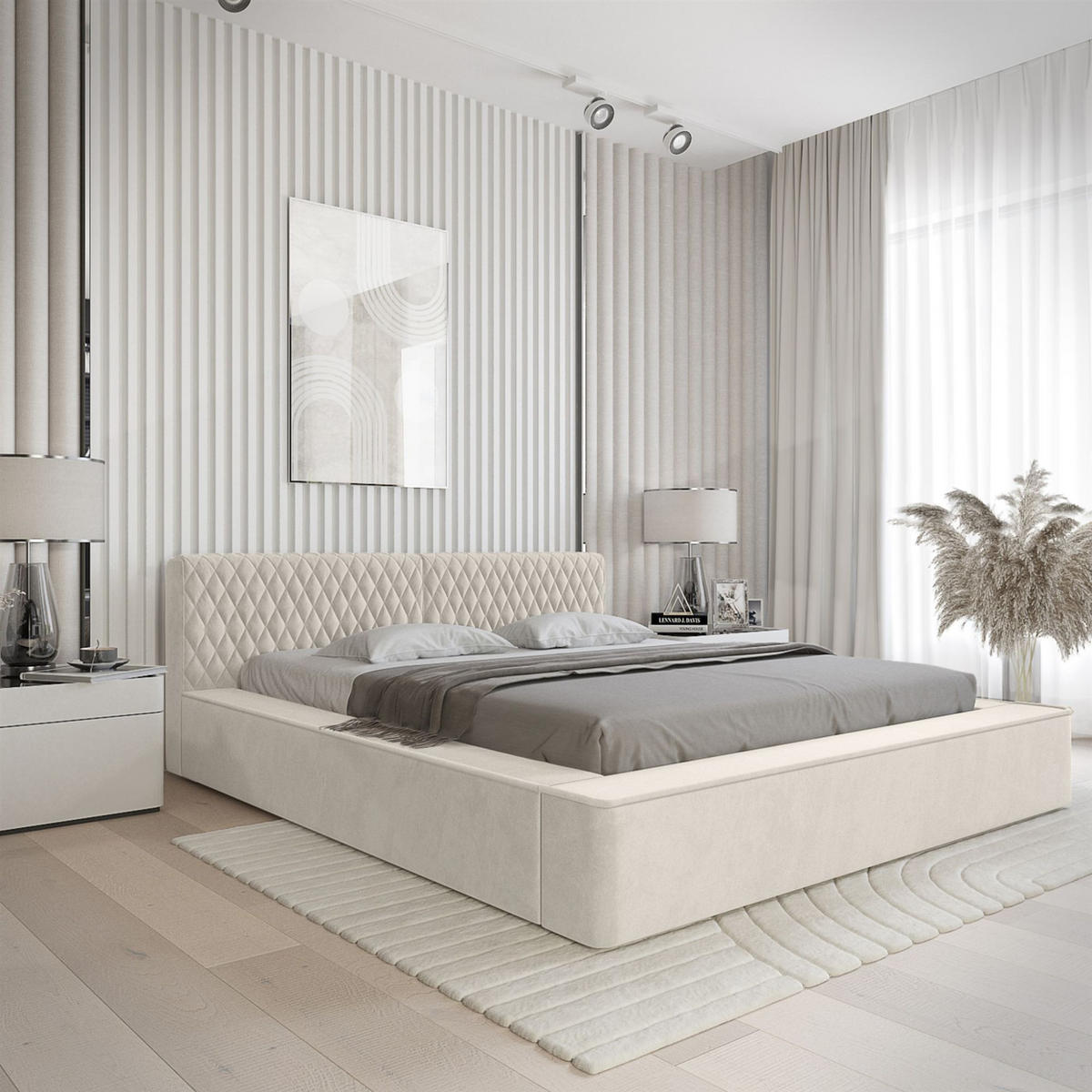 POLSTERBETT Norfolk In Ditra - Creme, Holzwerkstoff/Textil (160/200cm) - Fun Möbel