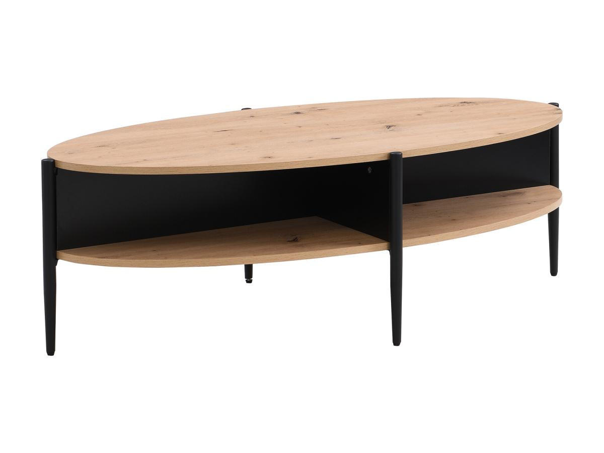 COUCHTISCH mit 4 Ablagefächern - MDF & Metall - Holzfarben hell & Schwarz - EVARO - Hellbraun/Schwarz, Holz (125/65/39cm) - Vente-Unique