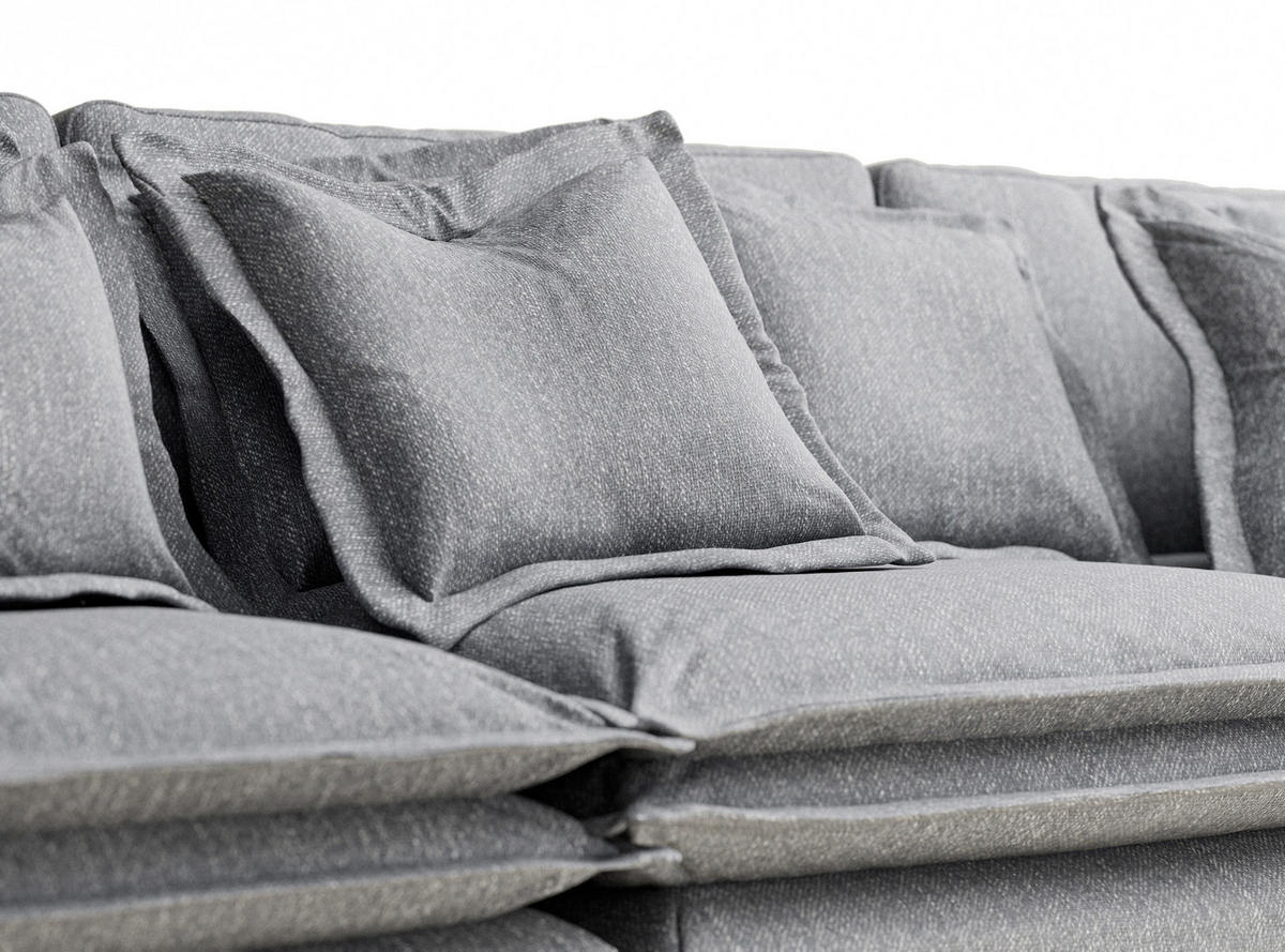 6-SITZER SOFA Amalfi Grau Webstoff - Schwarz/Grau, Holz/Holzwerkstoff (338/90/119cm) - Maison de Reve