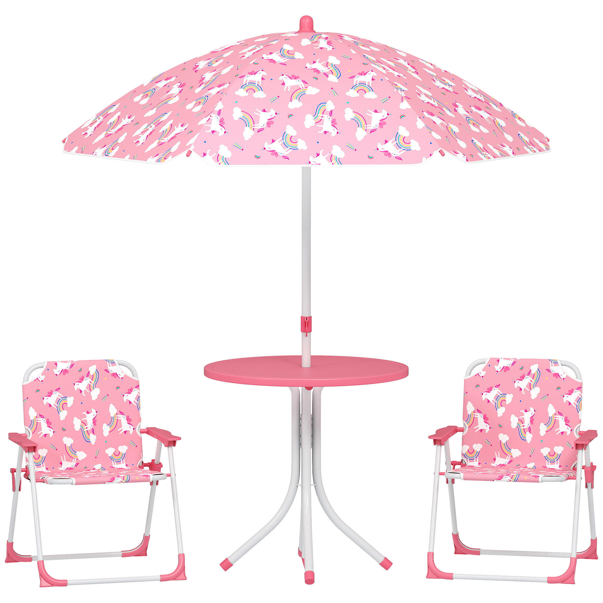 KINDERSITZGRUPPE DE-17560 2 Klappstühle mit Sonnenschirm Rosa - Pink, Kunststoff (49.5/50/49.5cm) - ComfortXL