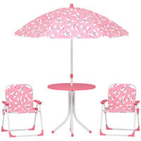 KINDERSITZGRUPPE DE-17560 2 Klappstühle mit Sonnenschirm Rosa - Pink, Kunststoff (49.5/50/49.5cm) - ComfortXL