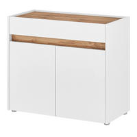 SCHUHSCHRANK weiß, Eiche Wotan 80 cm, Flurkommode mit Schubladen - Silberfarben/Eiche Wotan, Holzwerkstoff/Kunststoff (80/70/40cm) - Furn.Design