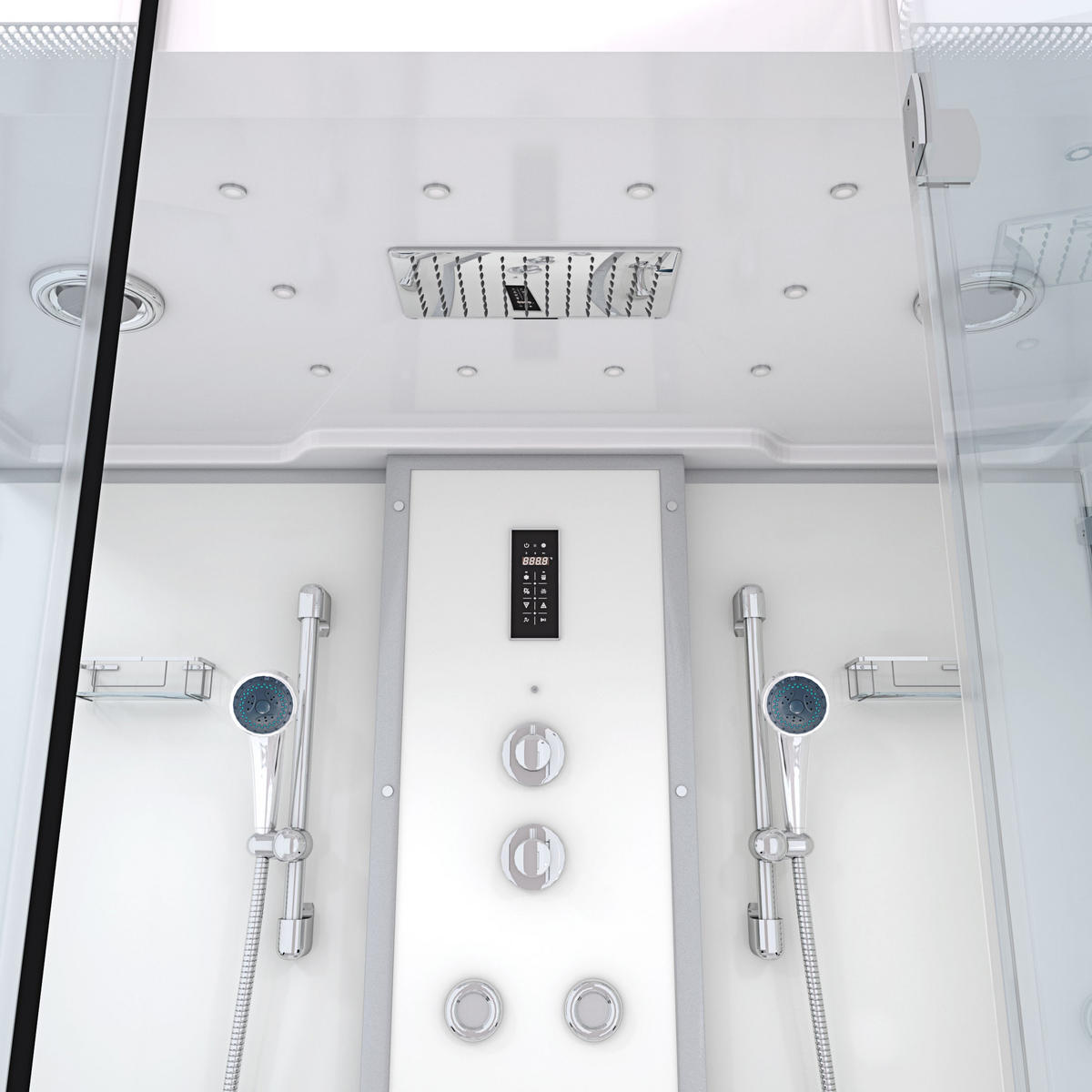 BADEWANNE Dusche K88-WS-EH-C-EA Duschtempel - Weiß, Glas/Kunststoff (100/228/180cm) - AcquaVapore by Sandra Jentho