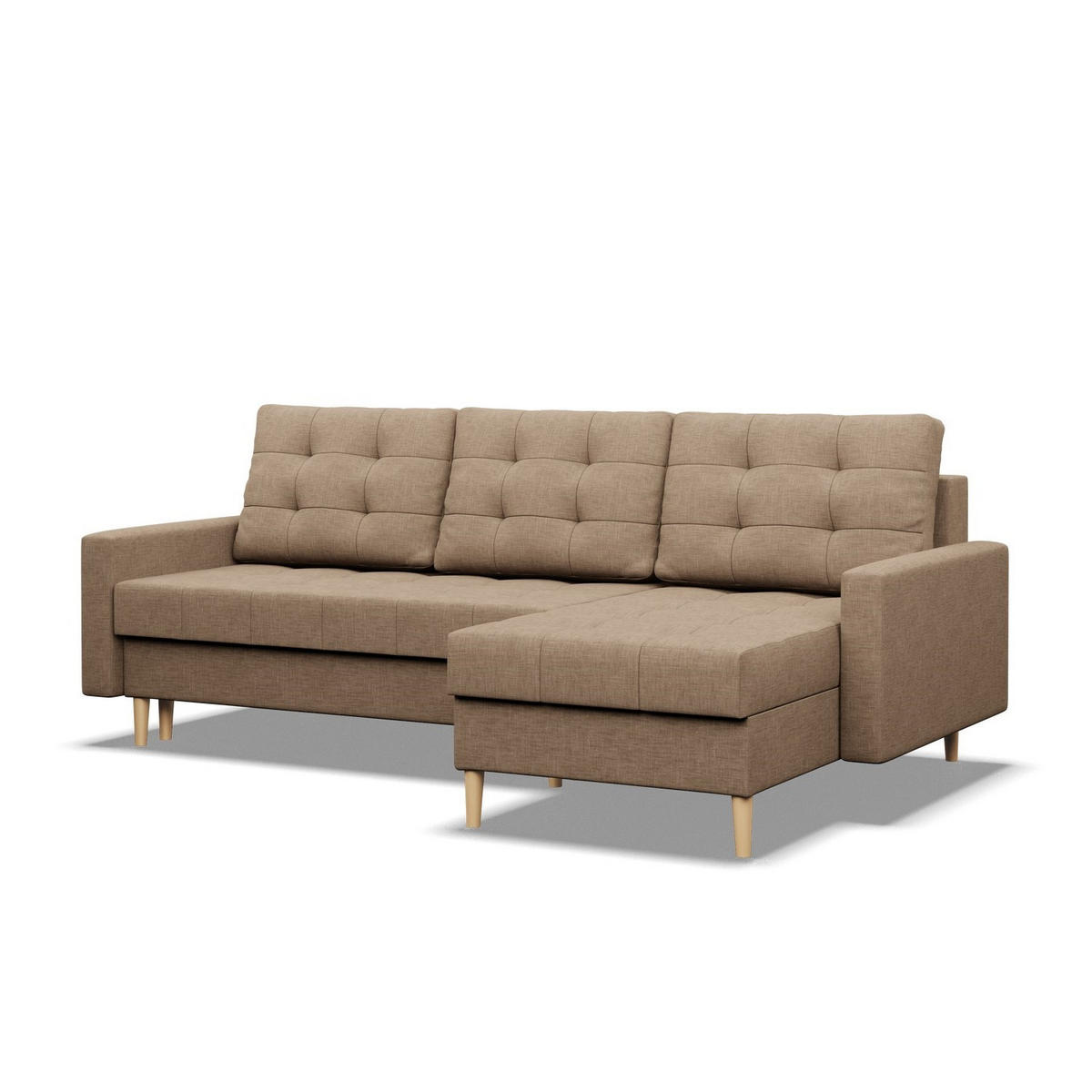 ECKSOFA MIT SCHLAFFUNKTION ELMA, Braun - Braun, Textil (223/140cm)